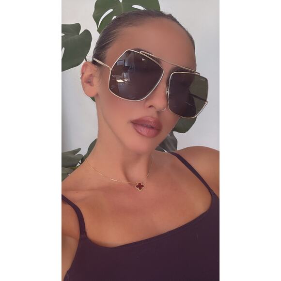 NEW Max Mara MM0006/S Oversized Sunglasses in Gold Green - Picture 2 of 6